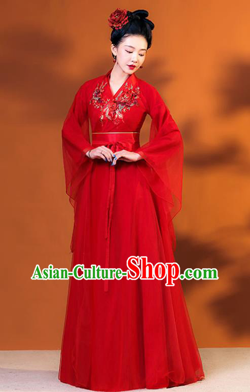 Chinese Classical Dance Red Dress TV Series Fairy Garment Costume Ancient Princess Clothing