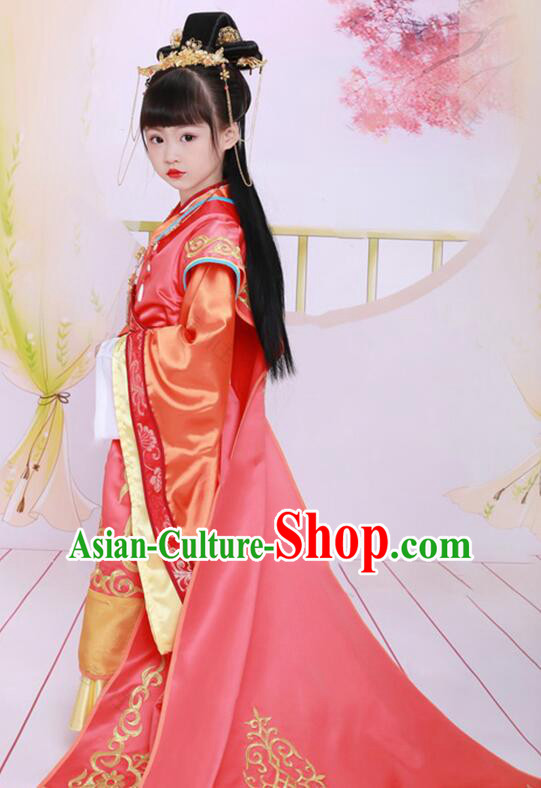 Chinese Han Dynasty Princess Clothing  Ancient Empress Garment Costume Court Trailing Red Dress