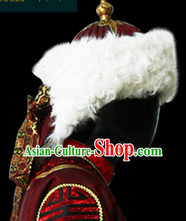 Mongolian Genghis Khan Hat Yuan Dynasty Emperor Headdress Mongolians Hat for Men