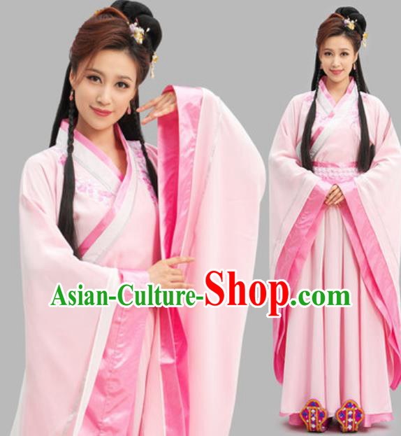 Chinese Ancient Goddess Clothing Han Dynasty Princess Garment Costumes Traditional Pink Hanfu Dress
