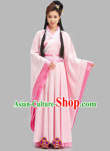 Chinese Ancient Goddess Clothing Han Dynasty Princess Garment Costumes Traditional Pink Hanfu Dress