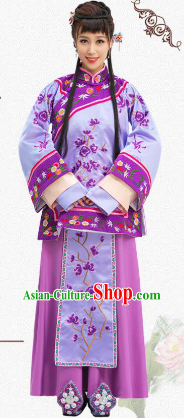 Chinese Traditional Xiuhe Purple Dress Ancient Young Mistress Clothing Late Qing Dynasty Garment Costumes