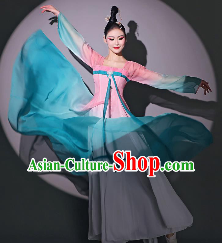 Chinese Classical Dance Garment Fan Dance Pink Dress Dancing Competition Clothing