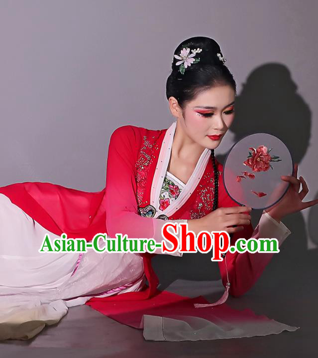 Chinese Dancing Competition Clothing Classical Dance Garment Fan Dance Red Dress