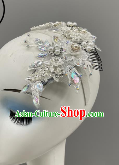 Chinese Folk Dance Hair Jewelry Yangko Dance Headdress Woman Solo Dance Silvery Headpiece