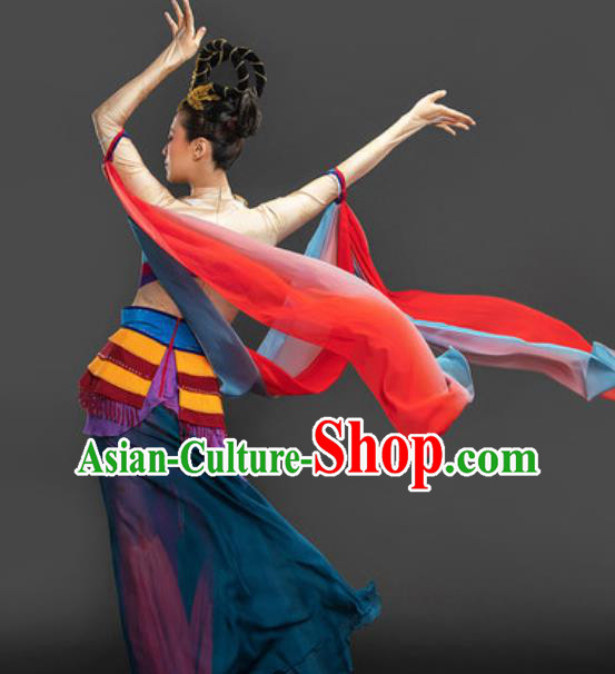 Chinese Goddess Dance Chang E Red Suit Dunhuang Flying Apsaras Dance Garment Costume Classical Dance Dress
