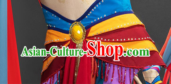 Chinese Goddess Dance Chang E Red Suit Dunhuang Flying Apsaras Dance Garment Costume Classical Dance Dress