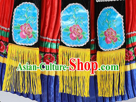 China Guangxi Minority Festival Costume Zhuang Nationality Dance Red Dress Ethnic Women Clothing