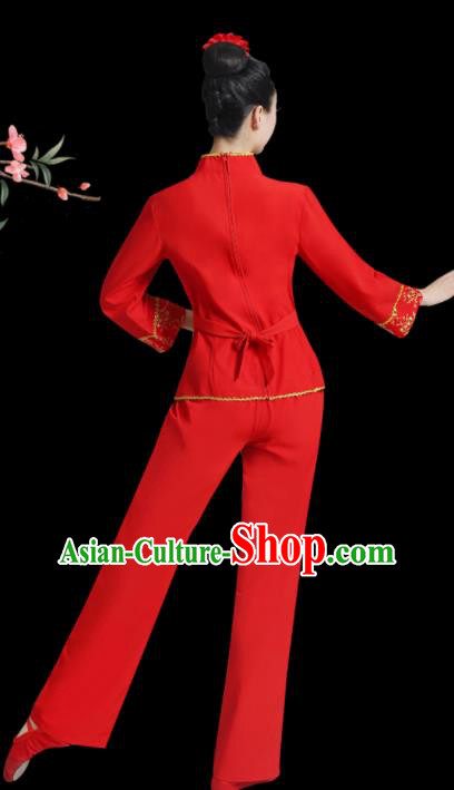 Chinese Folk Dance Clothing Professional Fan Dance Red Outfit Spring Festival Gala Yangko Dance Garment