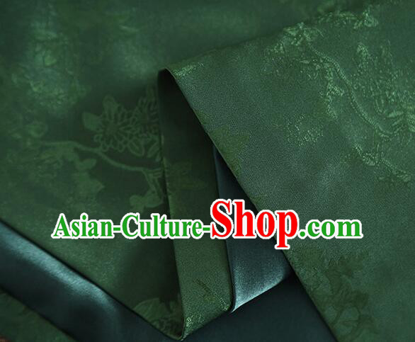 Chinese Deep Green Long Sleeves Shirt Traditional Cheongsam Blouse Embroidered Qipao Upper Outer Garment