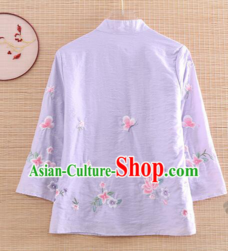 Chinese Qipao Upper Outer Garment Light Pink Tencel Shirt Traditional Cheongsam Embroidered Blouse