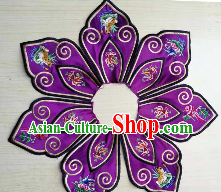 Chinese Colorful Brocade Collar Yujian Purple Cappa Traditional Cheongsam Necklace Accessories Qing Dynasty Embroidered Cloud Shoulder