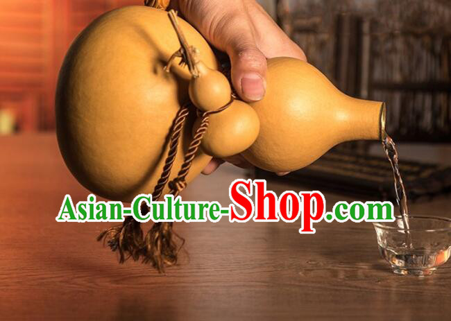 Chinese Buddha Jih Wine Flagon Retro Water Bottle Handmade Gourd Bottle