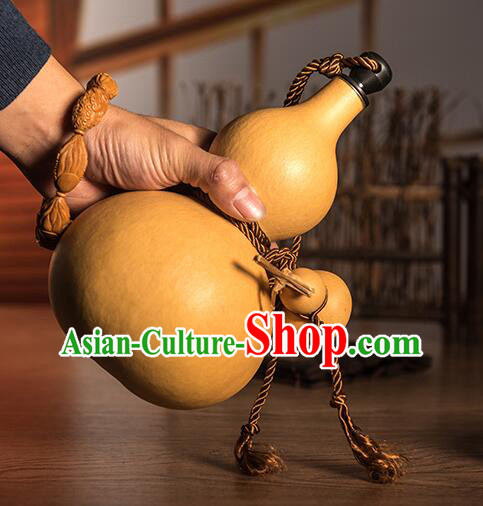 Chinese Buddha Jih Wine Flagon Retro Water Bottle Handmade Gourd Bottle