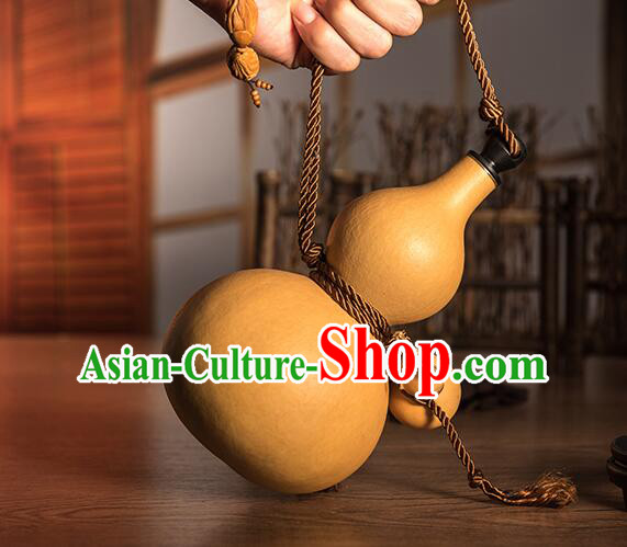 Chinese Buddha Jih Wine Flagon Retro Water Bottle Handmade Gourd Bottle