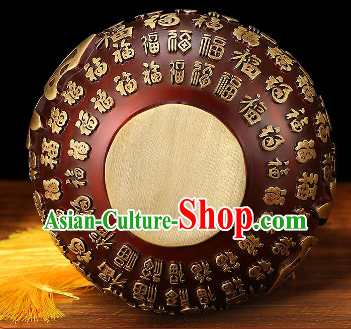 Chinese Brass Craft Lucky Wine Flagon Copper Water Bottle Handmade Carving Gourd Bottle