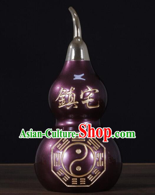 Chinese Handmade Purple Gourd Bottle Brass Craft Lucky Wine Flagon Copper Water Bottle