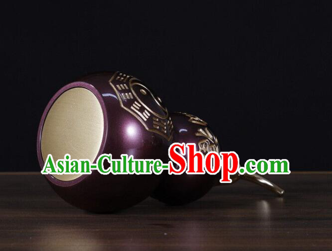 Chinese Handmade Purple Gourd Bottle Brass Craft Lucky Wine Flagon Copper Water Bottle