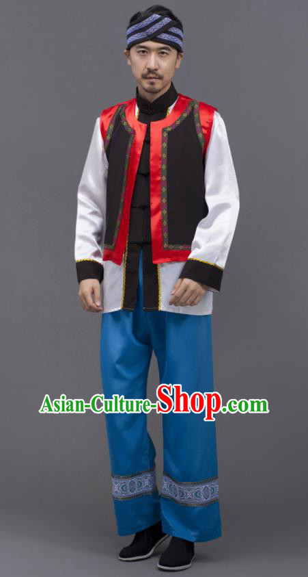 Chinese Ethnic Costumes Yunnan Minority Folk Dance Clothing Yi Nationality Male Outfits