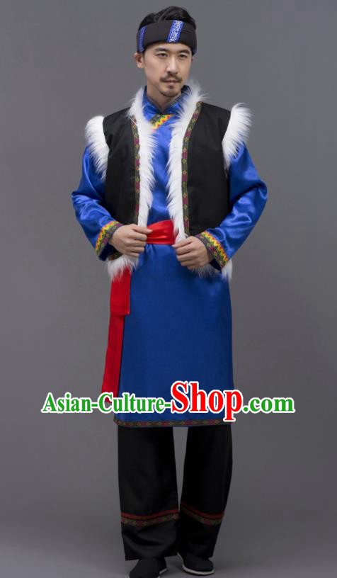Chinese Yi Nationality Male Outfits Ethnic Costumes Yunnan Minority Folk Dance Clothing