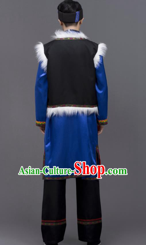 Chinese Yi Nationality Male Outfits Ethnic Costumes Yunnan Minority Folk Dance Clothing