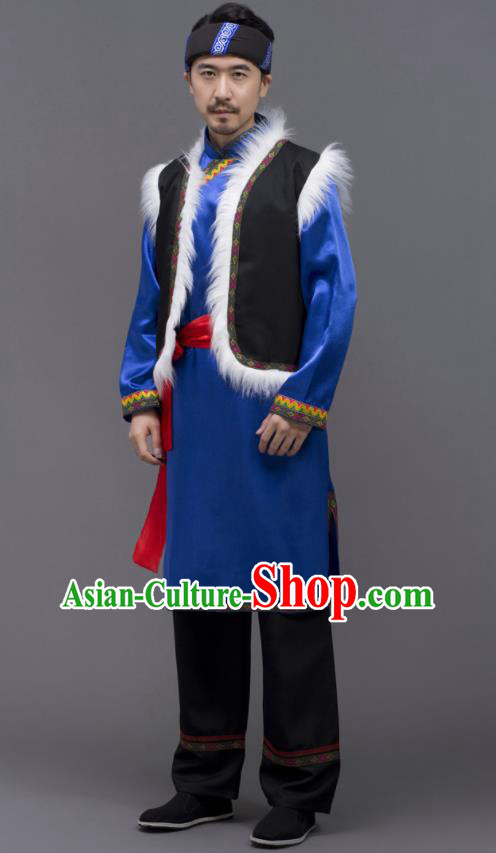 Chinese Yi Nationality Male Outfits Ethnic Costumes Yunnan Minority Folk Dance Clothing