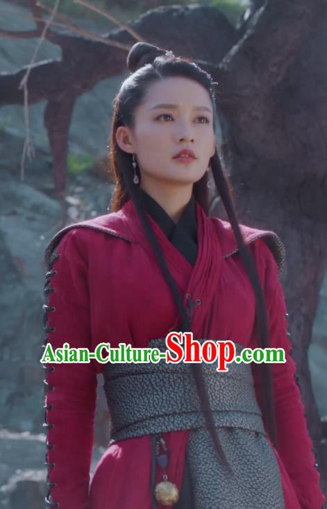 Chinese TV Series The Wolf Ma Zhaixing Costumes Ancient Female General Clothing Traditional Swordswoman Red Dress Garments