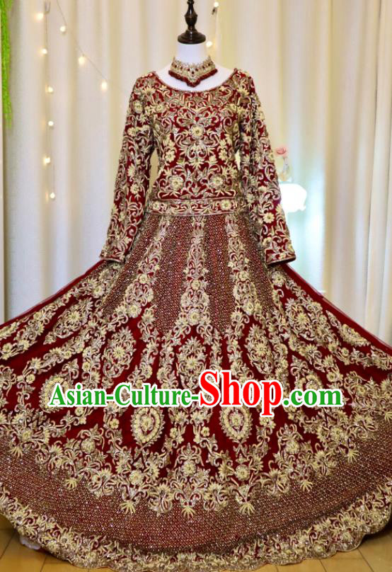 Indian Wedding Dress Traditional Garment Costumes India Bride Embroidered Clothing