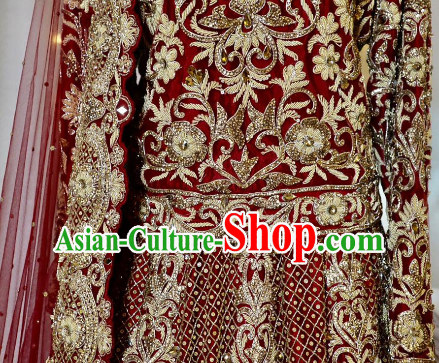 Indian Wedding Dress Traditional Garment Costumes India Bride Embroidered Clothing