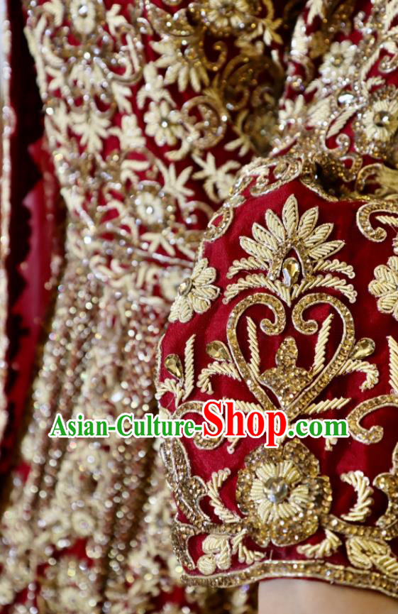 Indian Wedding Dress Traditional Garment Costumes India Bride Embroidered Clothing