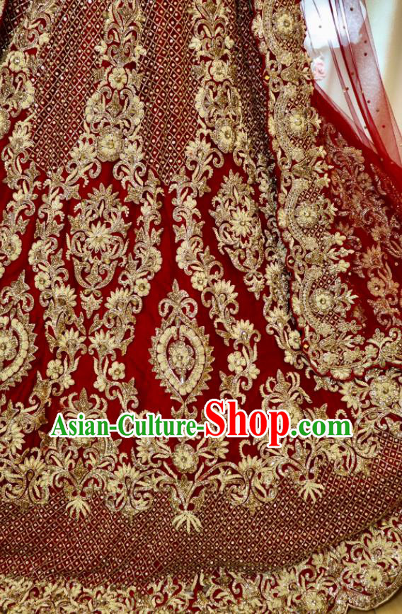 Indian Wedding Dress Traditional Garment Costumes India Bride Embroidered Clothing