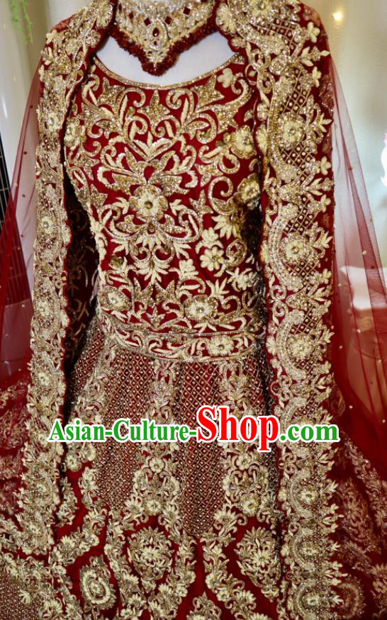 Indian Wedding Dress Traditional Garment Costumes India Bride Embroidered Clothing