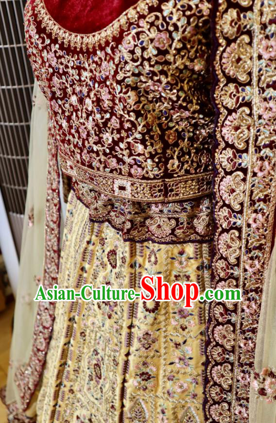 Indian Traditional Garment Costumes Wedding Dress Top Embroidered Lengha Outfit India Bride Clothing