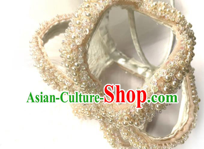 Handmade Party Children Headwear Baroque Style Royal Crown Top Halloween Pearls Veil Headdress