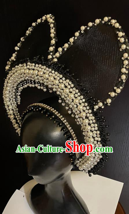 Top Baroque Top Hat Handmade Pearls Headdress Party Goddess Royal Crown Headwear