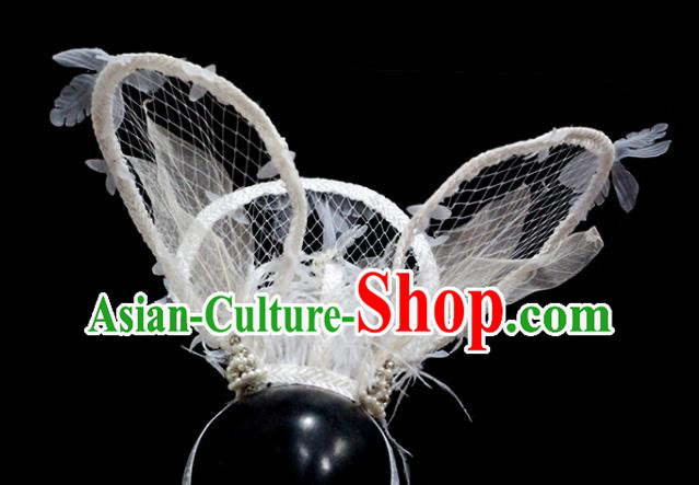Top Party Royal Crown Headwear Handmade Baroque Style Top Hat Lace Feather Headdress