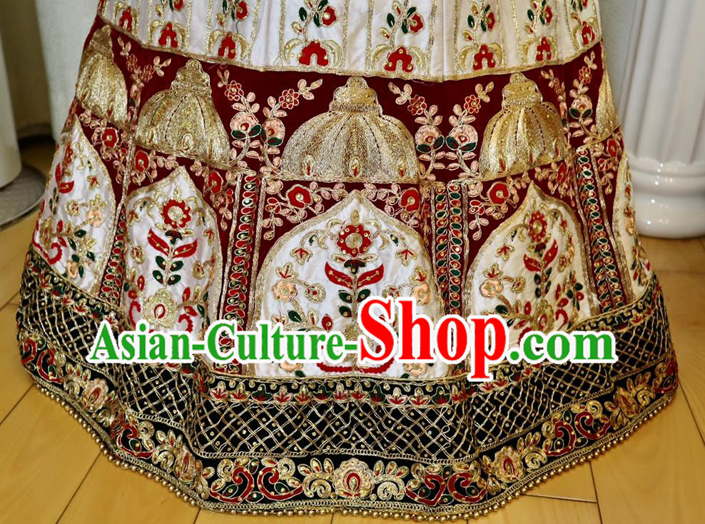 Asian Embroidered Outfit Top Indian Sari Clothing Traditional Garment India Red Wedding Dress