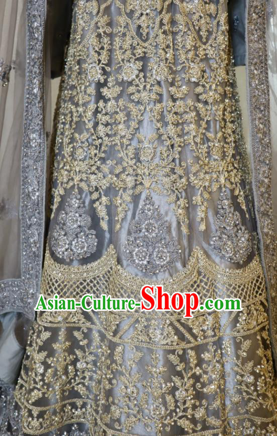 India Wedding Dress Asian Embroidered Blue Outfit Top Indian Clothing Traditional Lengha Garment