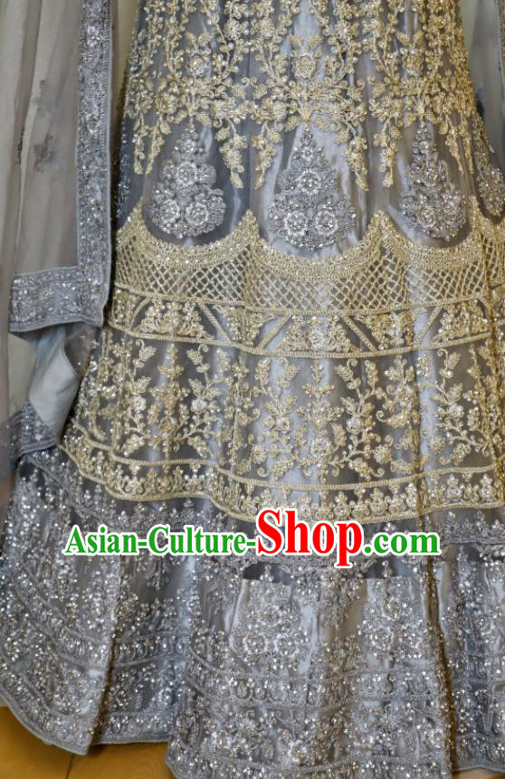 India Wedding Dress Asian Embroidered Blue Outfit Top Indian Clothing Traditional Lengha Garment