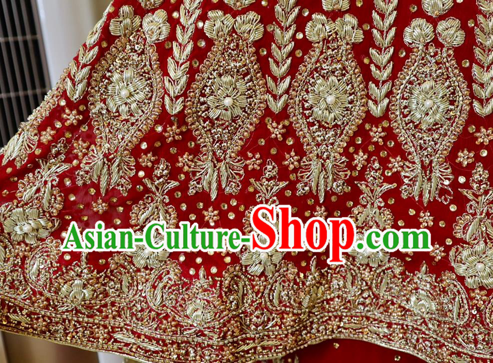 Top Indian Wedding Clothing India Traditional Lengha Garment Embroidered Red Dress Outfit