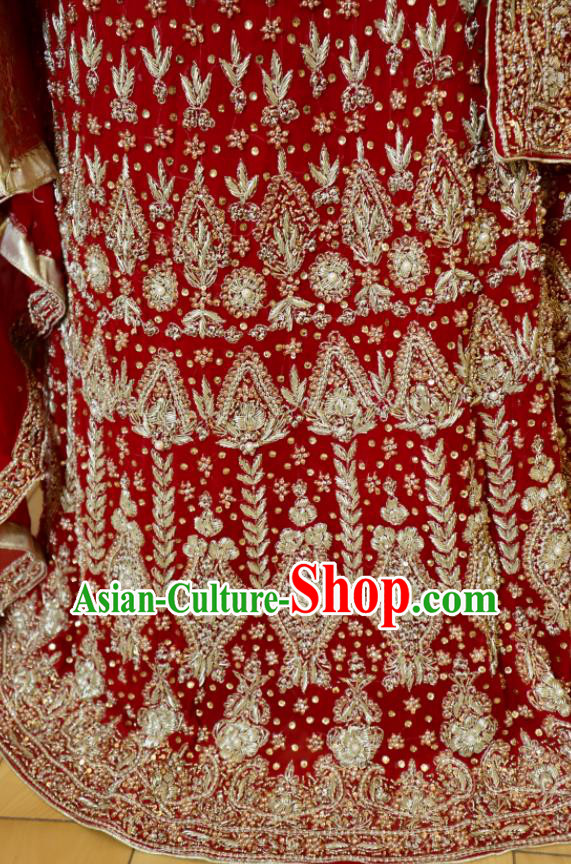 Top Indian Wedding Clothing India Traditional Lengha Garment Embroidered Red Dress Outfit
