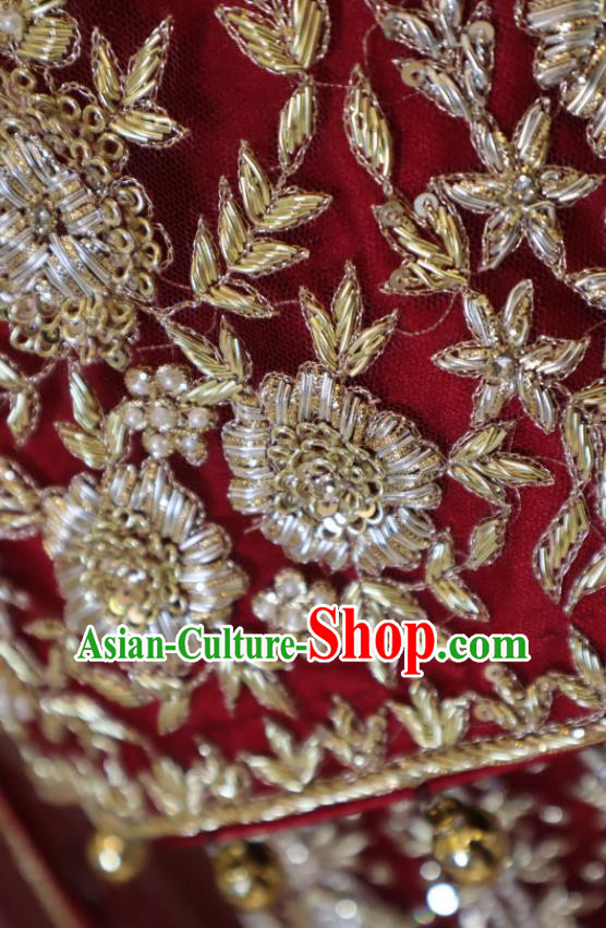 Top Embroidered Red Dress Outfit Indian Wedding Clothing India Traditional Lengha Garment