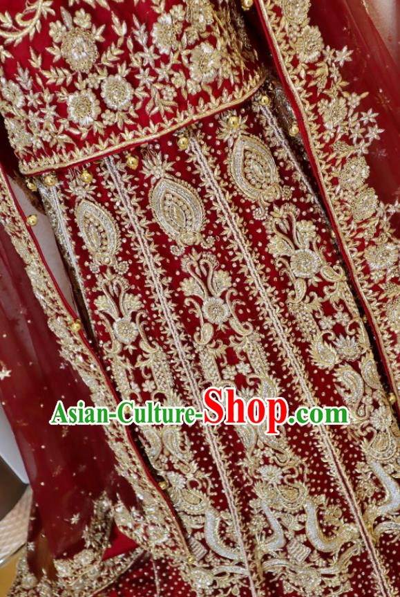 Top Embroidered Red Dress Outfit Indian Wedding Clothing India Traditional Lengha Garment