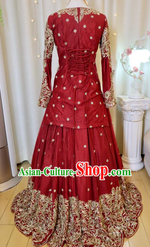 Indian Wedding Clothing Top India Bride Lengha Garment Traditional Embroidered Red Dress Outfit