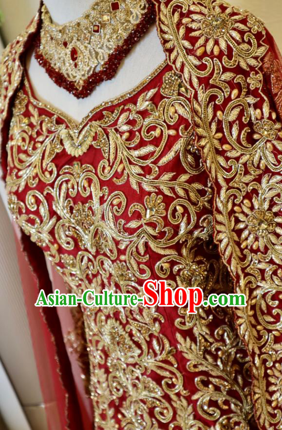 Indian Wedding Clothing Top India Bride Lengha Garment Traditional Embroidered Red Dress Outfit