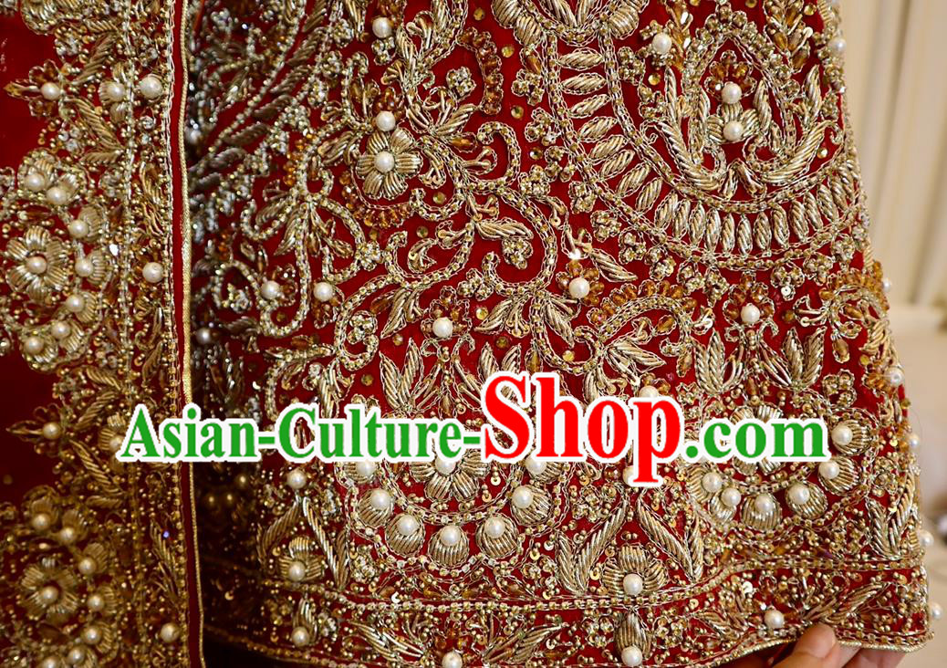 Top Indian Traditional Garment India Wedding Dress Embroidered Red Skirt Outfit Lengha Clothing