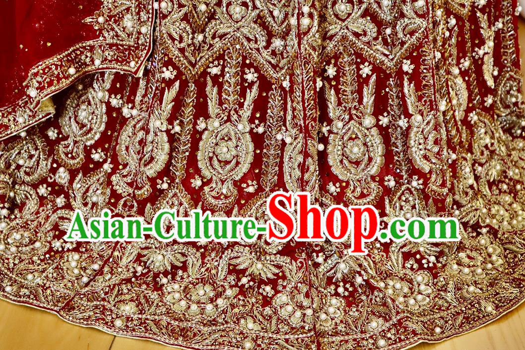 Top Indian Traditional Garment India Wedding Dress Embroidered Red Skirt Outfit Lengha Clothing