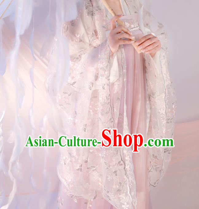 Chinese Traditional Hanfu Clothing Ancient Young Lady Pink Dress Tang Dynasty Princess Costumes