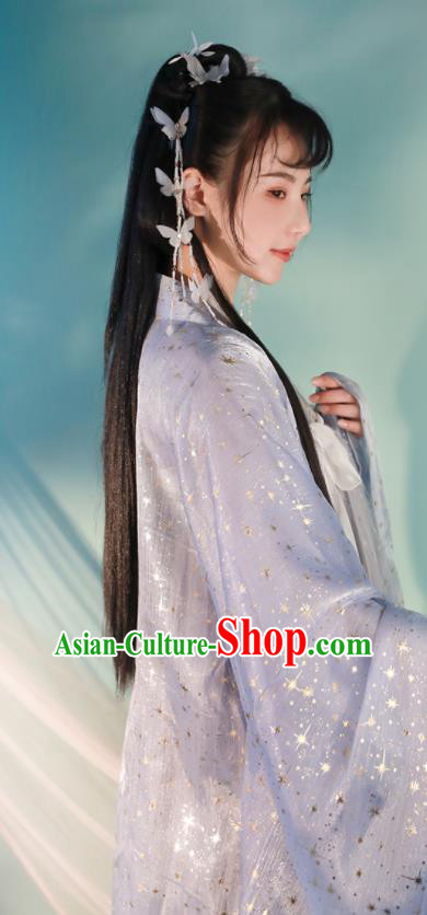 Chinese Tang Dynasty Princess Costumes Traditional Hanfu Clothing Ancient Young Lady Violet Dress