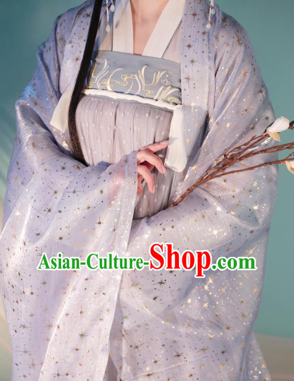 Chinese Tang Dynasty Princess Costumes Traditional Hanfu Clothing Ancient Young Lady Violet Dress